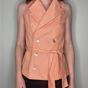 Finley Orange Double Breasted Summer Vest - XS